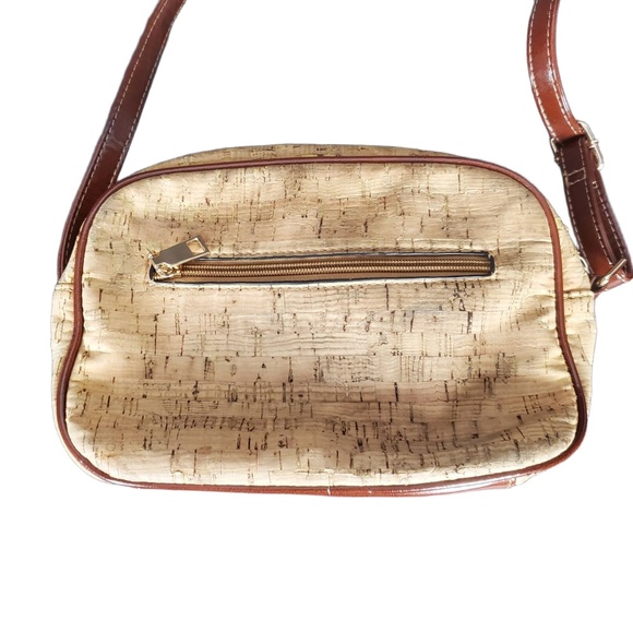 We Are Portugal Natural Cork Patchwork Crossbody Purse Brown Strap - Picture 4 of 10